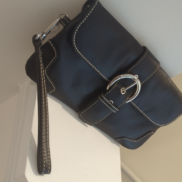Bath & Body Works Black Leather Clutch with Silver Buckle NWOT - Picture 4 of 10